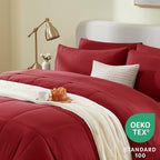 CozyLux Full Size Comforter Sets Dark Red, 7 Pieces Bed in a Bag, Red Comforter Full Size, All Season Bedding Sets with Stitch Quilted Comforter, Flat Sheet, Fitted Sheet, Pillowcases