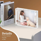 Magnetic Double Sided Clear Acrylic Photo Frame, 8 x 10 Inches，30 MM Thick for Desktop Display