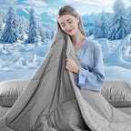 Cooling Comforter Queen Size, Double-Sided Cooling Blanket for Hot Sleepers & Night Sweats, Arc-Chill Q-Max > 0.4 Breathable Ice Blanket, Lightweight Cold Comforter (80''x90'', Light Grey)