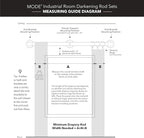 MODE Industrial Room Darkening Collection 1 1/8" Diameter Industrial Curtain Rod Set with Steel Wall Mounted Adjustable Curtain Rod, Blocks Light, Fits 36” to 72” Windows, Warm Gold