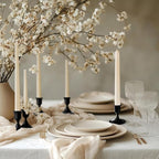 Vintage Black Taper Candle Holders, Set of 6, Metal Taper Candlestick Holder for Dinner Room Table Centerpiece, Wedding Reception, Festive,Mantel Decoration, Home Decor (Black, Set of 6)