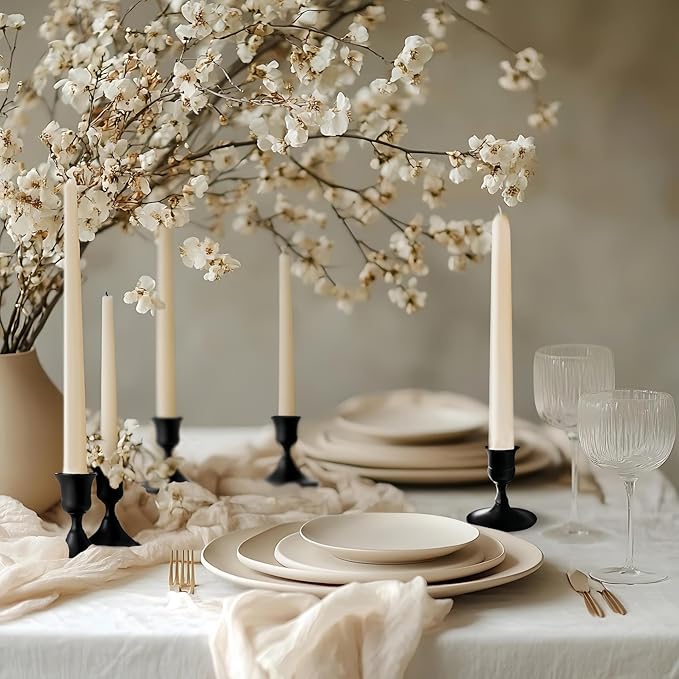 Vintage Black Taper Candle Holders, Set of 6, Metal Taper Candlestick Holder for Dinner Room Table Centerpiece, Wedding Reception, Festive,Mantel Decoration, Home Decor (Black, Set of 6)