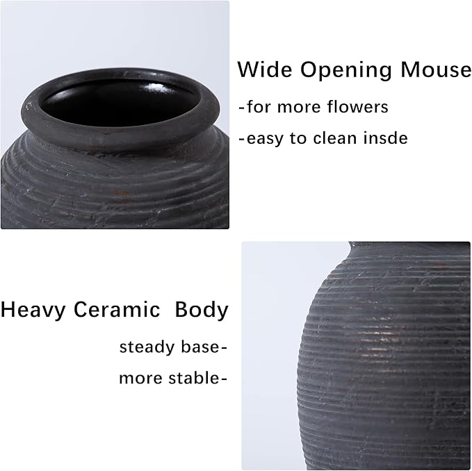 Ceramic Vase, Porcelain Flower Vases, 8 Inch Pottery Bud Vase, Terracotta Vase for Home Decor, Vintage Decorative Farmhouse Vase for Home Decor, Living Room, Shelf Decor, Farmhouse, Table, Lyeec