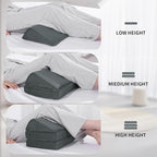 BALAPET 3-in-1 Adjustable Height Wedge Pillow, 7" Height Leg Knee Pillow for Side Sleepers & Aligns Spine, Supportive Bolster Pillow for Pregnancy Relieves Pressure Hip Leg Elevation, 26", Dark Grey