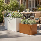 Corten Steel Corner Metal Planter Box Garden Steel Planter Pot for Patio Modern Farmhouse Rustic Design (L36 x W12 x D16, Rusted)