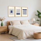 Aurlan Boho Christian Line Art Framed Wall Decor(16"x24"), 3PCS Minimalist Jesus Leavs the 99 Sheep Lamb Bible Story Canvas Artwork, Neutral Abstract Beige Navy Blue Religious Painting for Bedroom Living Room