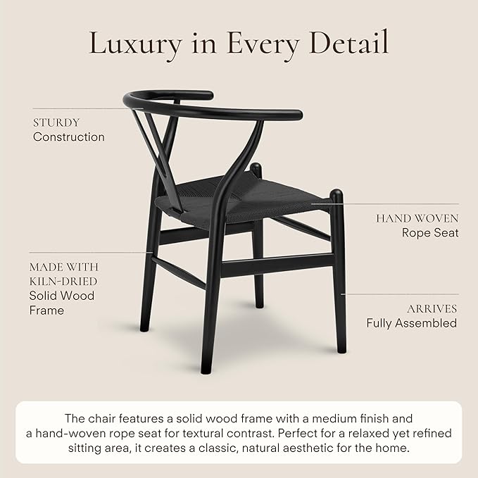 POLY & BARK Weave Chair Set of 2 in Pitch Black