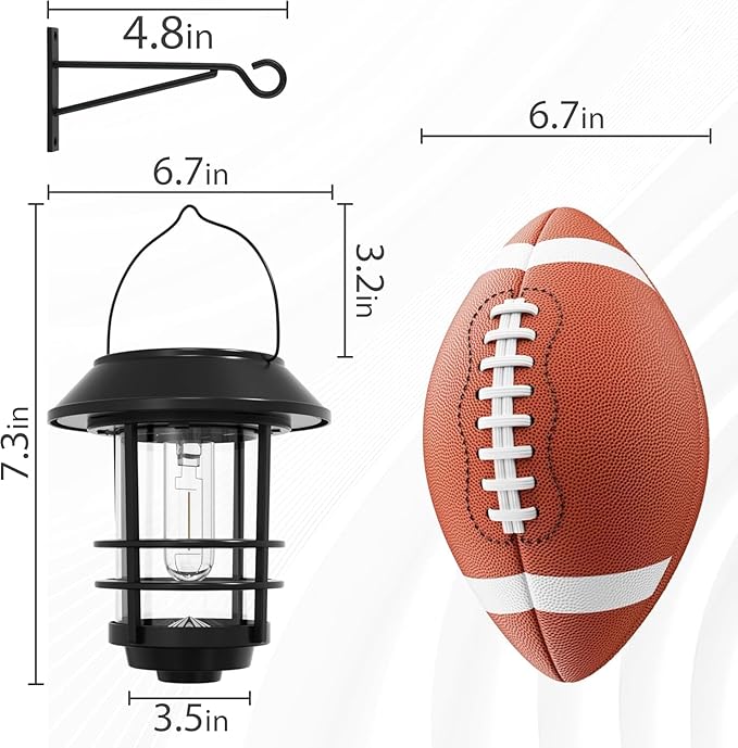 Otdair Solar Lanterns Outdoor Waterproof 2 Pack, Auto On/Off Hanging Solar Lights for Outside with Wall Mount, Glass Outdoor Lighting Outdoor Decorative for Wall, Front Porch, Yard, Garden, Fence