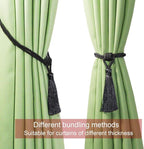 Fenghuangwu Curtain Tiebacks Tassel Tie-Backs, Rope Curtain tie Backs Handmade Curtain Holdbacks Made from Polyester (Charcoal, 4p)