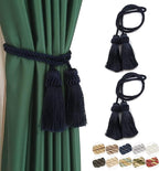 Fenghuangwu Curtain Tiebacks Handmade Decorative Curtain Holdbacks Rope with Tassel (Navy, 2P)