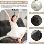 Large Triangular Headboard Pillows Long Backrest Positioning Support Bolster Cushion for Daybed Fluffy Quality Plush Body Wedge Pillow with Removable Cover(Black-King-76x8x20in)