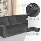 Arfntevss Sectional Recliner Couch Covers Velvet Corner Sectional Sofa Cover for Reclining Stretch Soft L Shape Recliner Slipcover Thick U Shaped Washable Protector (5 Seat Cover, Charcoal Gray)