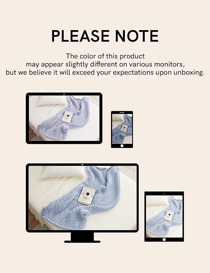 YnM Chunky Throw Blanket, Medium-Weight, Hand Knitted, Skin Friendly, Ventilated and Breathable, Machine Washable, Home Décor Piece for Couch, Sofa and Bed (Atlantis Blue, 50x70 Inch)