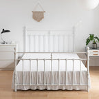 Tufted Bed Skirt Queen Size, Ruffled Bed Skirt with Split Corners, Queen Bed Skirt 18 Inch Drop, Boho Queen Size Bed Skirt White for Ruffled Bed Skirts, Bed Skirt Queen Size