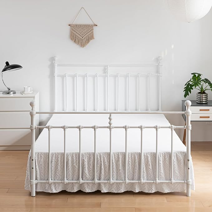 Tufted Bed Skirt,Ruffled Bed Skirt with Split Corners Jacquard Embroidery, Queen Bed Skirt 14 Inch Drop, QueenSize Bed Skirt White for Ruffled Bed Skirt with Split Corners, Bed Skirt QueenSize