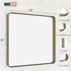 WEER Bronze Bathroom Mirror 36x36 Inch, Farmhouse Oil Rubbed Frame for Wall, Aluminum Alloy Brushed Metal, Vanity, Tempered Glass, Anti-Rust (Horizontal/Vertical)