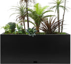 KOL Galvanized Steel Rectangular Planter Box, (16''H.x12''W.x36''L) Large Planters for Indoor Outdoor Plants,Black Powder Coated Metal Planter, Heavy Duty Modern Flower Pot, Commercial & Residential