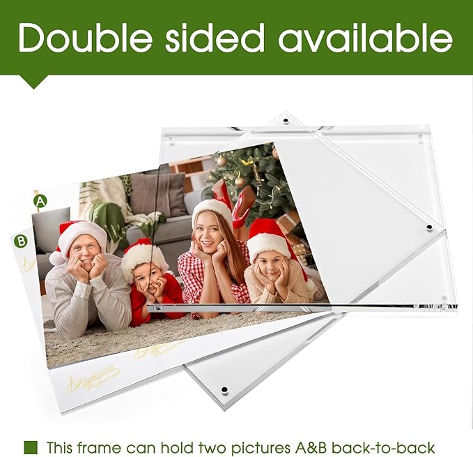 SYNTRIFIC 10 PACK Magnetic Picture Frame,8X10 Acrylic Frame Double Sided Picture Frame,20mm Thickness Magnetic Premium Acrylic Picture Frames Gifts Ideal