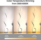 CHICLUX Spiral Floor Lamp, Dimmable LED Floor Lamp with 3 Color Temperatures, Ultra Bright, Modern Standing Tall Lamp with Remote Reading Floor Lamp for Living Room Bedroom Office