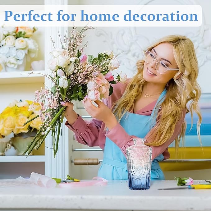 RUCKACE Bud Vases in Bulk 22 Blue Glass Small Vases Flower Vase Bulk for Centerpiece Table Wedding Decorations Home Decor Party(Gradient Blue 22 Pack)