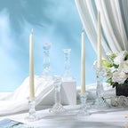Mumufy 6 Pack Glass Taper Candle Holders Clear Candlestick Holder Fit 0.8 Inch Candles 4'' 6'' 8'' Tall Crystal Decorative Candlestick Stand Centerpiece for Table Wedding Dining Party (Vertical)