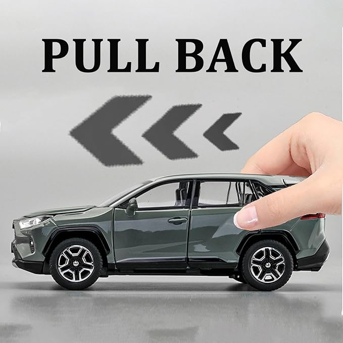 Toy Car Compatible RAV4 Model Cars Pull Back Toys diecast Cars 1/32 Metal Collect car with Light and Sound Pull Back for Boys Children Age 3 + Year Old Festival Gift(Green)