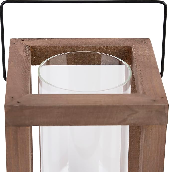 Zingz & Thingz Wooden Candle Lanterns, Decorative Light Home Decor, 9" Tall, Rustic Garden