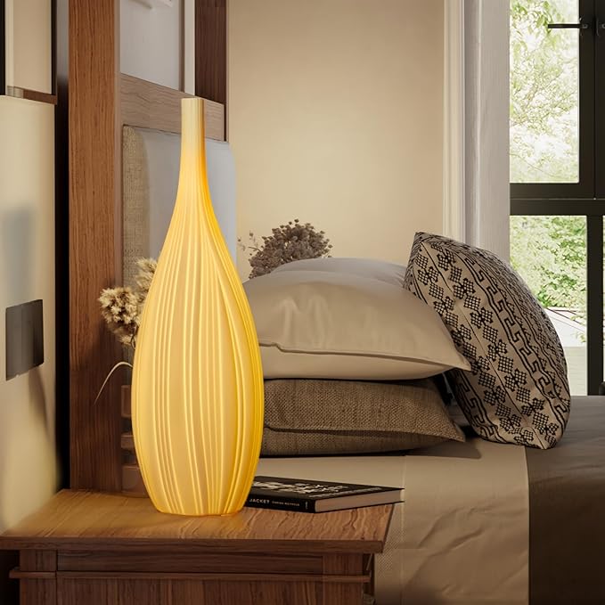 RONDURE 20.6" Modern Ceramic Table Lamp, Modern Bedside Lamps for Bedroom, Living Room and Nightstand, White Translucent Ceramic Shade, Warm Ambient Lighting, Home Decor