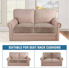 H.VERSAILTEX Velvet Stretch Couch Cushion Cover Plush Cushion Slipcover for Chair Loveseat Sofa Cushion Furniture Protector Seat Cushion Sofa Cover (2 Piece Medium Sofa Cushion Covers, Taupe)