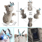 Cat Garden Statue Outdoor Solar Decorations Butterfly Light Figurine Color Changing LED Lights Resin Sculpture Art Decor Patio Lawn Yard Housewarming Gifts for Women Grandma Mom