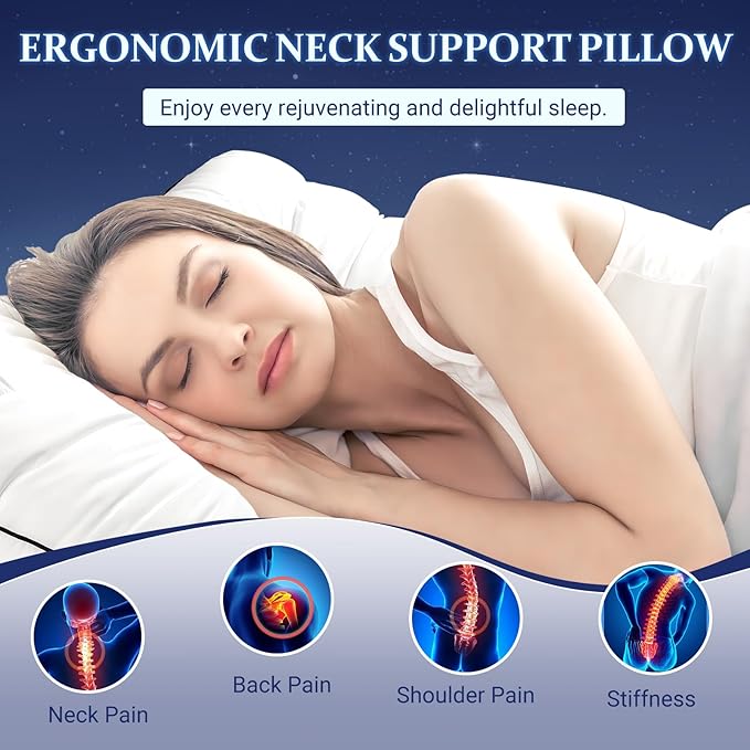 HARBOREST Cervical Neck Pillow - Ergonomic Pillow for Neck, Shoulder, and Back Pain Relief, Memory Foam Pillow Firm/Soft on Each Side for Preference