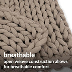 Nuzzie Chunky Knit Weighted Blanket - Breathable, Cooling, Hand Made Knit Throw Blanket for Sleep - Machine Washable, Stylish Decor Design (Taupe, Queen | 22lbs | 60"x80")