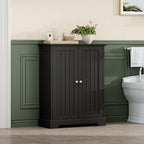 ChooChoo Bathroom Floor Cabinet, Modern Bathroom Storage Cabinet with 2 Doors and Adjustable Shelves, Freestanding Cupboard for Living Room, Black