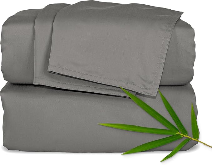 Pure Bamboo Twin XL Sheets, Genuine 100% Organic Viscose Derived from Bamboo Bed Sheet Set, Luxuriously Soft & Cooling, Double Stitching, 2 Year Quality Promise (Twin XL, Graphite)