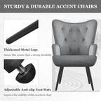 Furnimart Accent Chairs Set of 2, Grey Velvet Chair Reading Chair Armchair with High Backrest, Wingback Corner Chair Mid Century Modern Chair for Living Room, Bedroom, Waiting Room