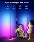 2PCS Floor Lamp with Illuminate Base, 50" RGB+IC Cool White LED Floor Lamp Color Changing 24V with Music Sync 16 Million DIY Colors Modern Smart Stand Lamp for Bedroom, Living Room, Studio