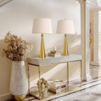 Oneach 25.75" Modern Table Lamp Set of 2, Bedside Lamps with USB Ports, Brass Gold Nightstand Lamps Set for Living Room Bedroom House Bedside Home Office Family