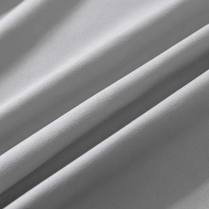 Bed Skirt Twin Size Ruffled Bed Skirt with Split Corners, 12 Inch Drop Dust Ruffle Bed Skirt with Platform, Light Gray