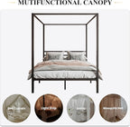 SHA CERLIN Canopy Bed Frame Full Size/Mattress Foundation with Metal Slats Support/No Box Spring Needed/Easy Assembly/Black