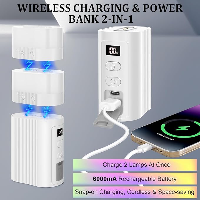 TRELC Portable Bedside Table Lamp, Atmosphere Light, LED Night Light with Magnetic Base, 8 RGB Colors & 3 Brightness, Cordless Rechargeable Ambient Light for Bedroom, Living Room, Gathering