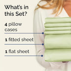 King Sheets Set 6 Piece - Includes 4 Pillowcases - Bed Sheets King Size - Soft Hotel Luxury Bedding - Cooling, Comfy, Cozy & Breathable - 1 Flat & 1 Fitted & 4 Pillowcases w/ Deep Pockets - Light Sage