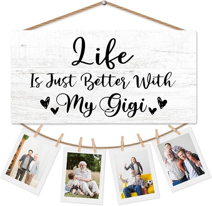 Gigi Gifts Picture Frame Photo Holder for Wall, Birthday Gifts for Nana Grandma, Thank You Grandmother Gift from Grandchildren Grandkids Hanging Photo Display