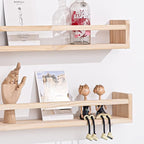 AZSKY Natural Wood Nursery Shelves Floating Wall Book Shelves Nursery Kids Baby Toddler Room Décor 36 in Bookshelf for Toy Picture Display a Set of 3 Same Sizes