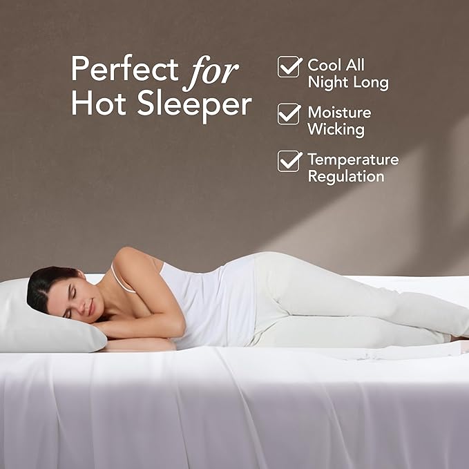 EPITEX Solid 4 Piece King Sheet Set, Viscose Derived from Bamboo, Breathable and Ultra-Soft Bed Sheets Set, Luxurious Hote Bedding for Hot Sleeper, 1400 Thread Count, Deep Pocket Up to 16'', White