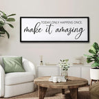 Today Only Happens Once Make It Amazing Framed Wall Art, 40''×15'' Rustic Religious Christian Lords Prayer Sign for God Jesus Christ Prayer, Horizontal Holy Inspirational Catholic Scripture Decor