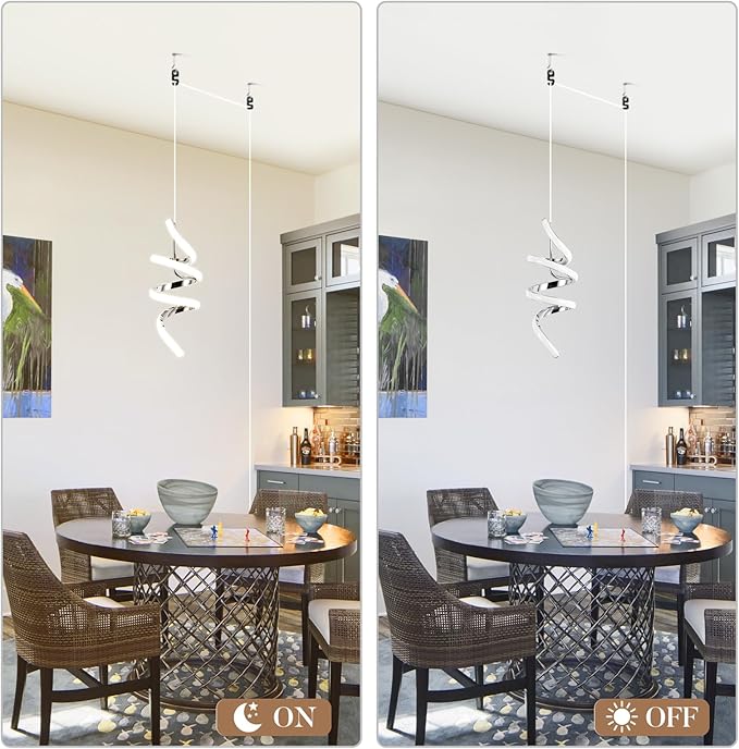 Modern LED Pendant Light Fixtures Pendant Lights Kitchen Island Lighting Adjustable Height Chrome Hanging Lamp