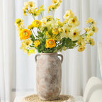 Large Flower Vase Home Decor - 12 inch Tall Ceramic Farmhouse Rustic Table Vases with Handle Living Room Decoration Decorative Modern Vintage for Floor Kitchen Shelf Coffee Dining Desk Fireplace