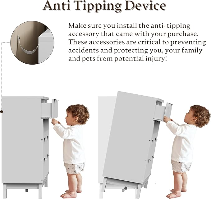 53" Tall Dresser for Bedroom, 8-Drawer Fluted Chest of Drawers, Modern Wood Highboy with Metal Slides and Handles, Anti-Tip Kit, Vertical Clothes Storage Organizer for Apartment, Closet