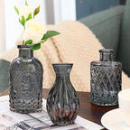 20 Pcs Black Glass Bud Vases- Set Gray Small Vases for Flowers, Vintage Style Cute Glass in Bulk for Centerpieces Rustic Decorative Flower Wedding Table Home Decor