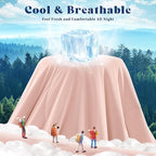 Cooling Comforter Twin Size, Double-Sided Cooling Blanket for Hot Sleepers & Night Sweats, Arc-Chill Q-Max > 0.4 Breathable Ice Blanket, Lightweight Cold Comforter (68''x90'', Pink)